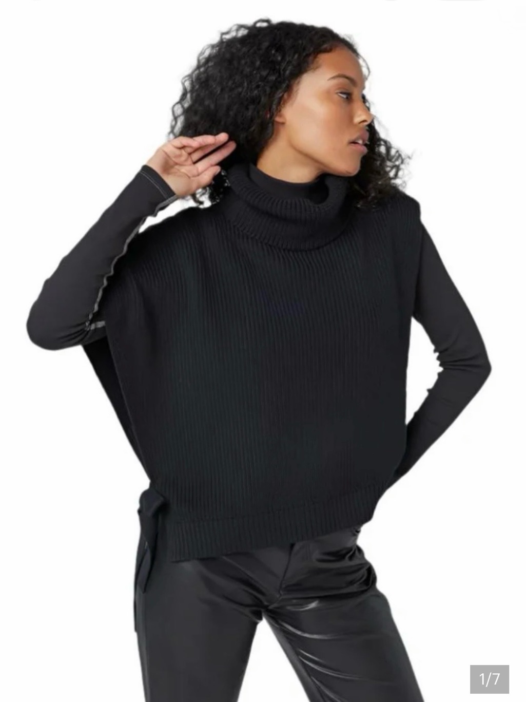 Alp N Rock Charcoal Knit Turtleneck Poncho